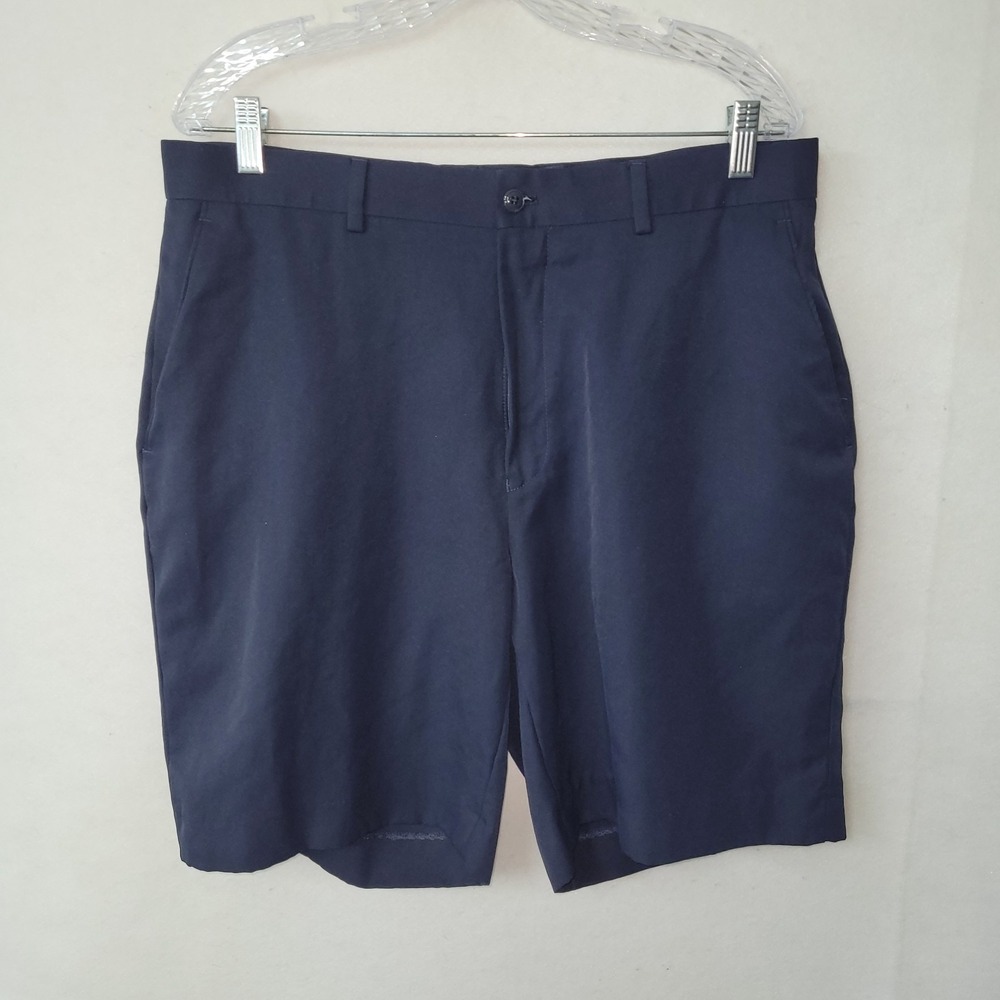 Alan Flusser Golf Shorts Mens 36 Navy Blue Performance Flat Front Polyester